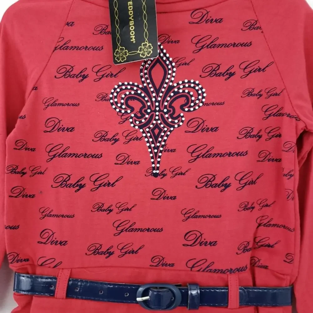New Teddy Bloom Outfit Winter Diva Fleur-de-lis 4T Little Girls Red Rhinestone
